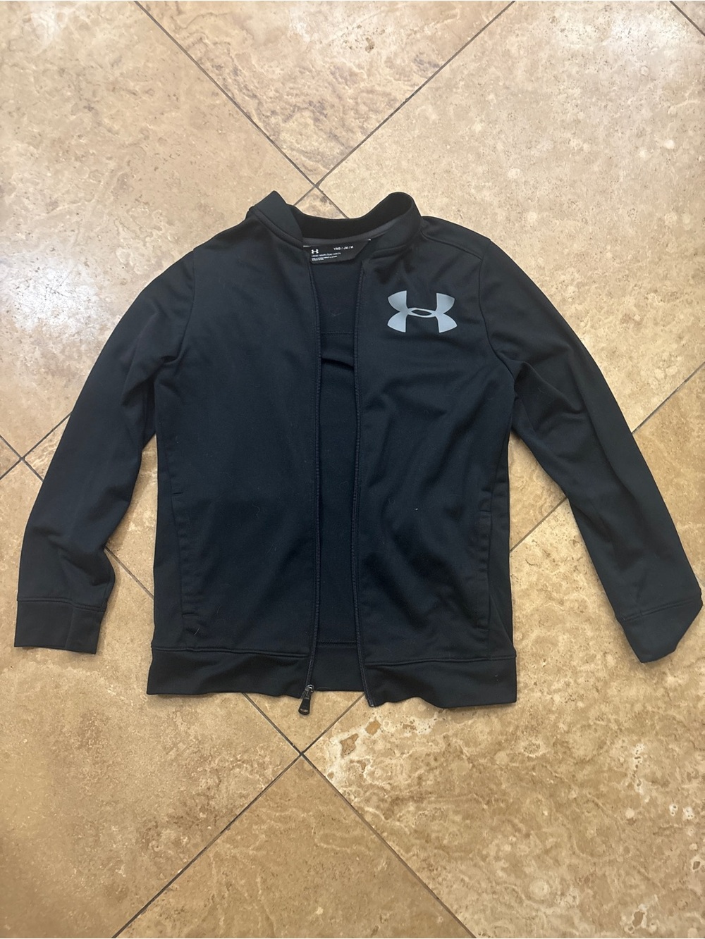 Under Armour Black Kids' Full-Zip Athletic Jacket with Gray Logo